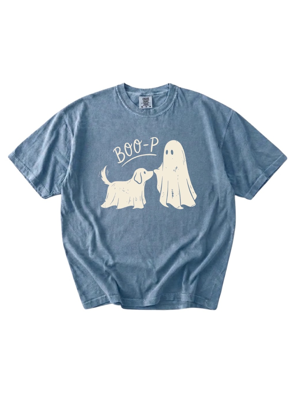 Comfort colors Boo-P Dog Graphic Tee - Blue jeans & Cream